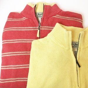 VTG 80’s LL Bean Women’s Large Cotton Knit Pullover Sweaters Pastel Preppy RARE